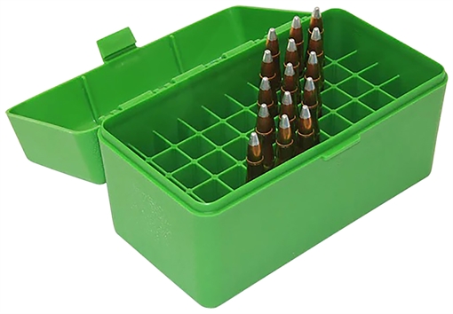 Picture of MTM Case-Gard R-50 Series (RS-50) Rifle Ammo Box for Select Cartridge Sizes Green RS-50-10 RS5010