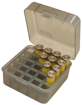 Picture of MTM Case-Gard Shotshell Box Flip-Top Multi Gauge Shotgun Clear Smoke Polypropylene 25rd S25D41