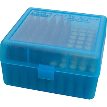 Picture of MTM Flip Top Ammo Box for 22-250/.243/.308 Win/.220 Swift 100 Rounds Clear Blue R-100-24