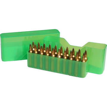 Picture of MTM MTM Slip Top Rifle Ammo Box WSM 45-70 to 30-30 Clear/Green 20 rd. J-20-L-16
