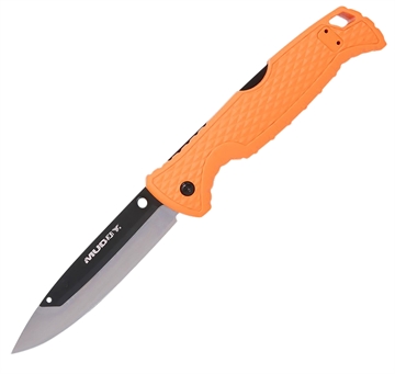 Picture of Muddy MUD-FL-35RB5PZ SWAP Replace-A-Blade 3.50" Folding Drop Point Plain 420J2 SS Blade, Blaze Orange Textured GFN Handle, Includes Lanyard/Pocket Clip, 3 Replacement Blades MUDFL35RB5PZ