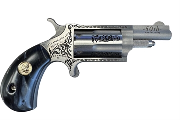 Picture of NAA  50th Anniversary Stainless Steel Handgun .22 WMR 5rd Capacity 1.625" Barrel Black Pearl Grip Limited Edition NAA-22M-50B 22M50B