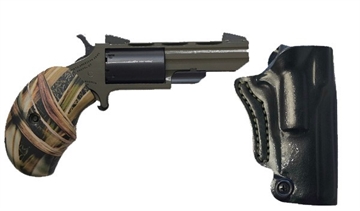 Picture of North American Arms NAA Huntsman Conversion 22 LR 22 Mag 5rd 2" Heavy Vent Rib Barrel, OD Green Cerakote Steel Frame, Matte Black Cylinder, Camo Grip TGHC