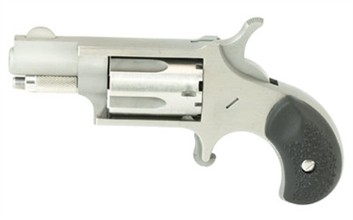 Picture of North American Arms Mini Revolver, Single Action Only, Revolver, 22LR, 1.125" Barrel, Matte Finish, Stainless Steel, Silver, Rubber Grips, Fixed Sights, 5 Rounds NAA-22LR-GRC