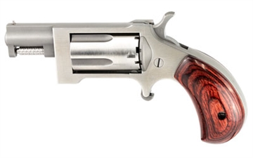 Picture of North American Arms Sidewinder, Single Action, Revolver, 22 WMR, 1.5" Barrel, Stainless Steel, Silver, Wood Grips, Fixed Sights, 5 Rounds, ing-out Style Cylinder Assembly NAA- SW