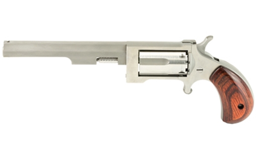 Picture of North American Arms Sidewinder, Single Action Only, Revolver, 22 WMR, 4" Barrel, Stainless Steel, Silver, Wood Grips, Fixed Sights, 5 Rounds, "Swing-out" Style Cylinder Assembly NAA-SW-4 SW4