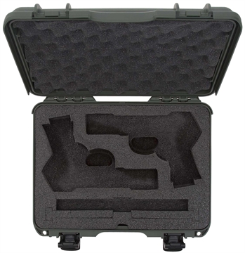 Picture of Nanuk 910 Classic 2 Up Pistol Case Olive Polymer w/ Latches & Closed-Cell Foam Padding 13.20" L x 9.20" W x 4.10 " H Interior Dimensions 910CLASG6