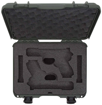 Picture of Nanuk 910 Glock Compatible 2 Up Pistol Case Olive Polymer w/ Latches Closed-Cell Foam Padding & Airline Approved 13.20" L x 9.20" W x 4.10" H Interior Dimensions 910GLOCK6