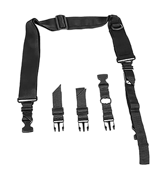 Picture of NcStar VISM Sling Black Nylon Strap w/Elastic Shock-Cord 55"-72" OAL Adjustable Bungee AARS2PB