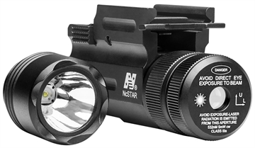 Picture of NcSTAR Flashlight & Green Laser with Quick Release Mount, Fits Picatinny/Weaver Rail, 200 Lumens, Green Laser, Black, Light and Laser Modules are Interchangeable AQPTFLG
