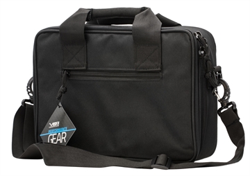 Picture of NcStar VISM Double Pistol Range Bag w/ Mag Pouches Loop Fasteners Zippers Padding & Black Finish CPDX2971B