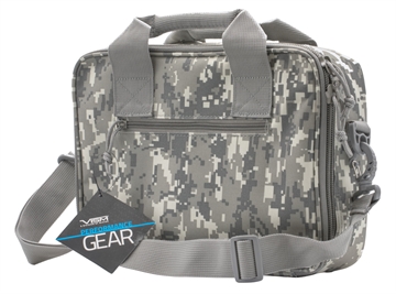 Picture of NcStar VISM Double Pistol Range Bag w/ Mag Pouches Loop Fasteners Zippers Padding & Digital Camouflage Finish CPDX2971D