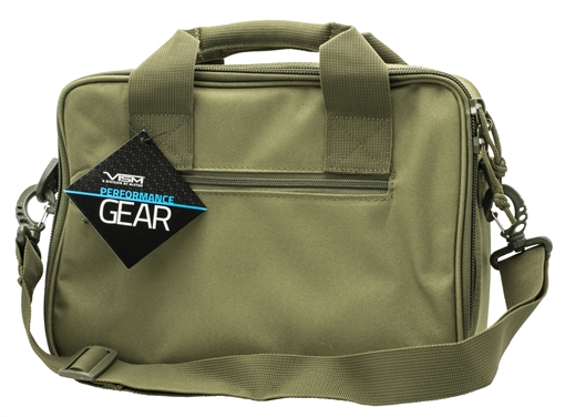 Picture of NcStar VISM Double Pistol Range Bag w/Mag Pouches Heavy Duty Lockable Zippers For Compliance Padded Carry Handle Adjustable Shoulder Strap Green CPDX2971G