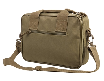 Picture of NcStar VISM Double Pistol Range Bag w/ Mag Pouches Loop Fasteners Zippers Padding & Tan Finish CPDX2971T