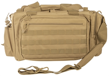 Picture of NcStar VISM Competition Range Bag with Padded Side Pockets, Lockable Zippers, Mag Pockets, Large D-Rings, Wide Padded Shoulder Strap & Tan Finish CVCRB2950T