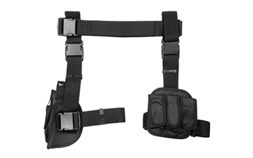 Picture of NcSTAR Drop Leg Holster & Mag Pouch, Triple Magazine Pouch, Right Hand, Black, Nylon CV2908
