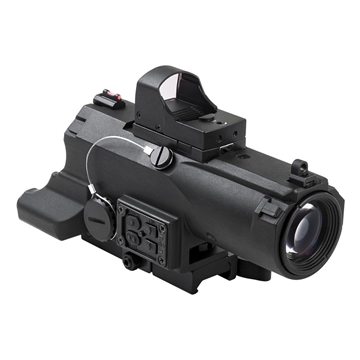 Picture of NcSTAR ECO MOD2, 4X Magnification, 34MM Objective, .25 MOA Adjustment, Urban Tactical MOA Illuminated Reticle, White & Red Navigation LED, Green Visible Laser, Matte Finish, Black VECO434QRBM2 VECO434QRBG-A