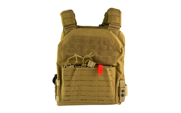 Picture of NcSTAR Laser Cut Plate Carrier, Tan, Size 2XL, Laser Cut MOLLE Slots, Kangaroo Pouch, Fits 11"x14" Hard Plates CVLCPCL3051T