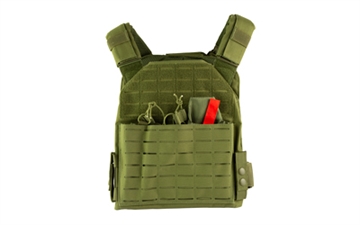 Picture of NcSTAR Laser Cut Plate Carrier, Green, Size Medium-2XL, Laser Cut MOLLE Slots, Kangaroo Pouch, Fits 10"x12" Hard Plates CVLCPC3050G