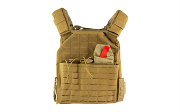 Picture of NcSTAR Laser Cut Plate Carrier, Tan, Size Medium-2XL, Laser Cut MOLLE Slots, Kangaroo Pouch, Fits 10"x12" Hard Plates CVLCPC3050T
