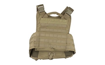 Picture of NcSTAR Plate Carrier Vest, Nylon, Tan, Size Medium-2XL, Fully Adjustable, PALS/ MOLLE Webbing, Compatible with 10" x 12" Hard Plates CVPCV2924T