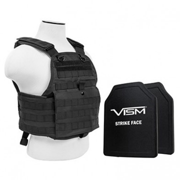 Picture of NCSTAR PLATE CARRIER VEST BLACK W/ 2 10"X12" SHOOTER CUT HARD PE BALLISTIC PANELS BPCVPCV2924B-A
