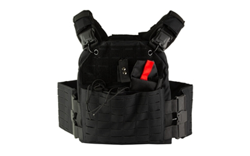 Picture of NcSTAR Quick Release Laser Cut Plate Carrier, Black, Size Medium-2XL, Quick Release Metal Buckles at Shoulders and Sides, Side Plate Panel Pockets fit 6"x11" Side Plates, Laser Cut MOLLE Slots, Kangaroo Pouch, Adjustable Cummerbund, Main Pouch Fits 10"x12" Hard Plates CVLCQR3054B