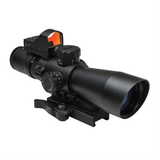 Picture of NcSTAR 3-9X42 Scope with Micro Dot, 3-9X Magnification, 42mm Objective Lens, Black, 3 MOA Red Dot, Fits Weaver/ Picatinny Rails, Scope and Red Dot use (1) CR2032 Each (Included) STP3942GDV2