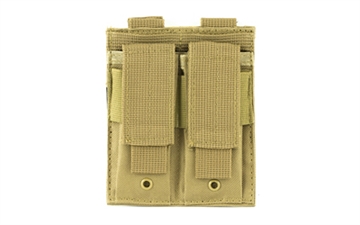 Picture of NcSTAR Double Pistol Magazine Pouch, Nylon, Tan, MOLLE Straps for Attachment, Fits Two Standard Capacity Double Stack Magazines CVP2P2931T