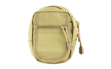 Picture of NcSTAR Small Utility Pouch, Nylon, Tan, MOLLE Straps for Attachment, Zippered Compartment CVSUP2934T