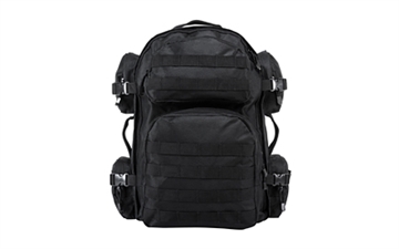 Picture of NcSTAR Tactical Backpack, 18" x 12" x 6" Main Compartment, Nylon, Black, Adjustable Shoulder Straps, Exterior PALS/ MOLLE Webbing, Hydration Bladder Compatible CBB2911