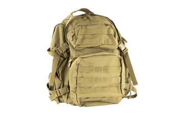 Picture of NcSTAR Tactical Backpack, 18" x 12" x 6" Main Compartment, Nylon, Tan, Adjustable Shoulder Straps, Exterior PALS/ MOLLE Webbing, Hydration Bladder Compatible CBT2911