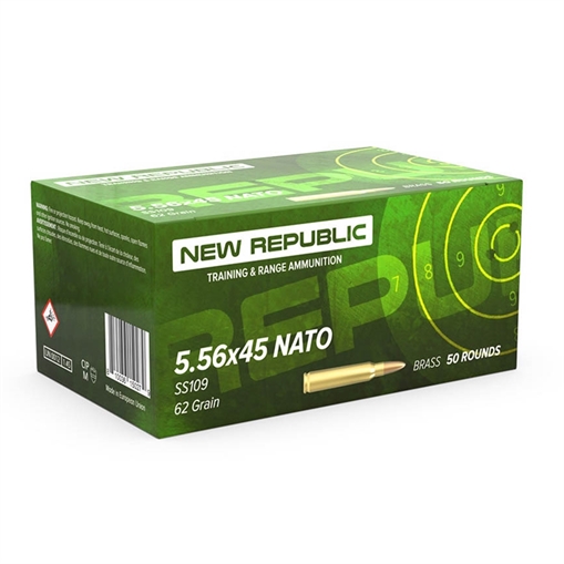 Picture of NEW REPUBLIC 5.56X45 62G SS109 50RD BX 1000RD CASE RTR55645