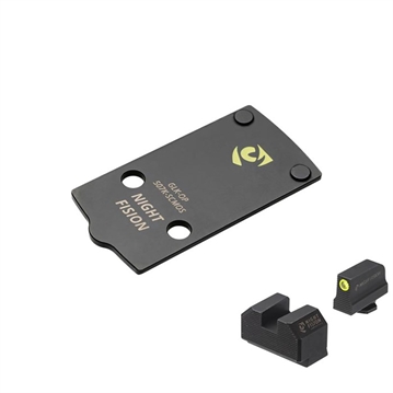 Picture of Night Fision Precision Optic Plate + ORS Sights COMBO PACK: Glock Slimline (43/43x/48) V1 MOS (RMSc) to 507k Footprint GLK-OPBS-507K-43X-YGZX