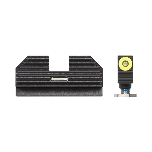 Picture of Night Fision Official Costa Ludus Night Sights Green Tritium Yellow Outline Front Sight-Green Tritium Bar Rear Sight Glock 17/17L/17MOS/19 GLK001010YGXG