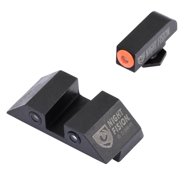 Picture of Night Fision Tritium Night Sights For Glock Green Tritium Orange Outline Front Sight- Green Tritium Black Outline Rear Sight Glock 17/17L/19/22 GLK001003OGZ
