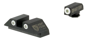 Picture of Night Fision Tritium Night Sights For Glock Green Tritium White Outline Front Sight- Green Tritium Black Outline Rear Sight Glock 17/17L/19/22 GLK001003WGZ