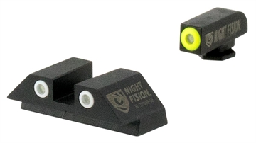 Picture of Night Fision Tritium Night Sights For Glock Green Tritium Yellow Outline Front Sight- Green Tritium White Outline Rear Sight Glock 17/17L/19/22 GLK001003YGW