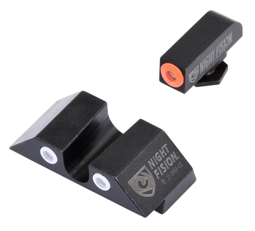 Picture of Night Fision Tritium Night Sights For Glock Green Tritium Orange Outline Front Sight- Green Tritium White Outline Rear Sight Glock 17/17L/19/22 GLK001007OGW