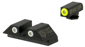 Picture of Night Fision Tritium Night Sights For Glock Green Tritium Yellow Outline Front Sight- Green Tritium White Outline Rear Sight Glock 20/21/29/30/36/40/41 GLK002007YGW