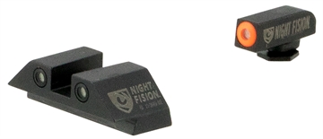 Picture of Night Fision Tritium Night Sights For Glock Green Tritium Orange Outline Front Sight- Green Tritium White Outline Rear Sight Glock 42/43/43X GLK003003OGW