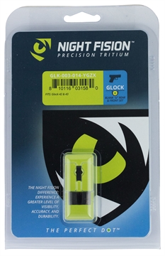 Picture of Night Fision Tritium Night Sights For Glock Green Tritium Yellow Outline Front Sight- Black/Blank Rear Sight Glock Glock 42/43/43X GLK003014YGZ