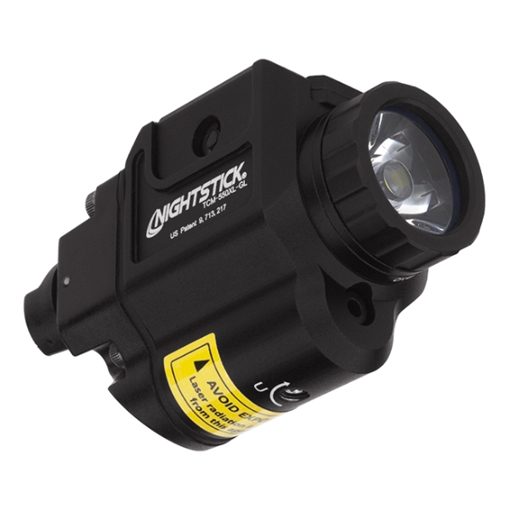 Picture of Nightstick , Compact Weapon-Mounted Light w/Green Laser, 550 Lumens, 4,612 Candela, Black, 2.5 Hours of Runtime, IP-X7 Waterproof TCM-550XL-GL