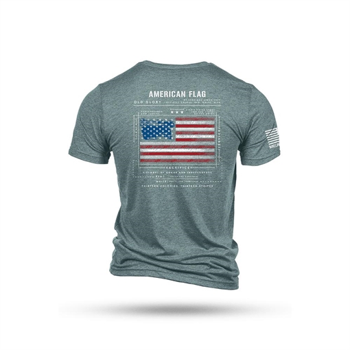 Picture of Nine Line American Flag Schematic Short Sleeve Shirt Denim 3XL FLAGSCH-TSTRI-DENIMTRIBLEND-3XL 190741278315