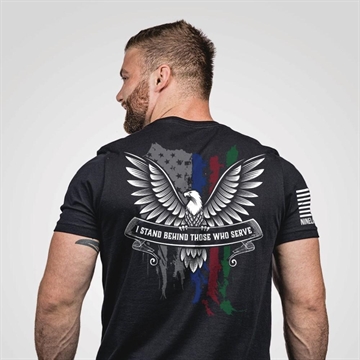 Picture of Nine Line I Stand Behind Those Who Serve Short Sleeve Shirt Black 2XL ISBTWS-TS-BLACK-2XL