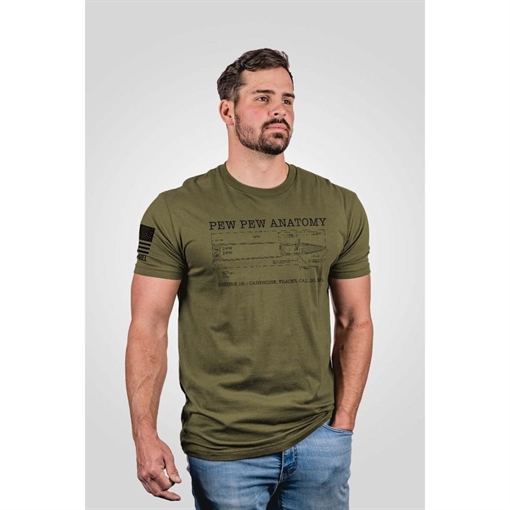 Picture of Nine Line Pew Pew Anatomy Short Sleeve Shirt Military Green 3XL PEWTOMY-TS-MILITARYGREEN-3XL
