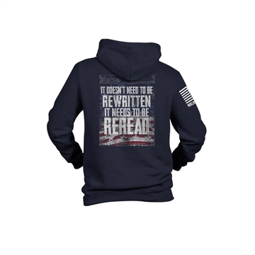 Picture of Nine Line Reread Not Rewritten Hoodie Navy S REREAD-H-NAVY-S