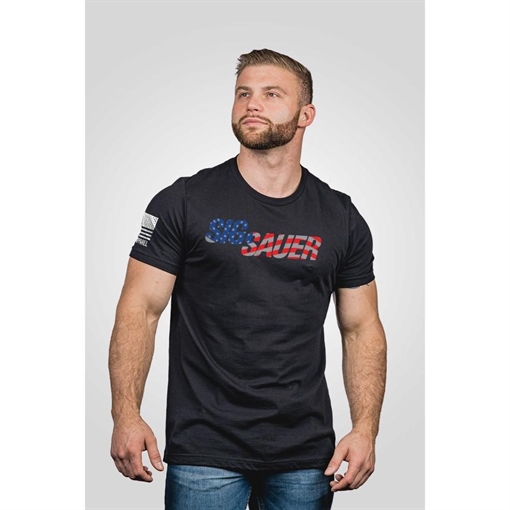 Picture of Nine Line Sig Sauer USA Flag Short Sleeve Shirt Black 2XL SIG2020-TS-BLACK-2XL