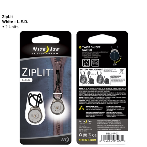 Picture of Nite-Ize ZipLit LED Zipper Pull - 2 Pack - White NZL2-07-02