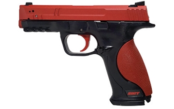 Picture of NextLevel Training Pro 107 SIRT RG Trainer Pistol, Red Steel Slide, Red Trigger Take Up Laser, Green Shot Indicating Laser, Red and Black Finish 01-107-S2G000-00